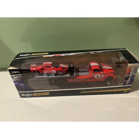 Maisto Design Flatbed 2018 Ford Gt Heritage Edition 1:64 Scale Free Shipping - Picture 3 of 5